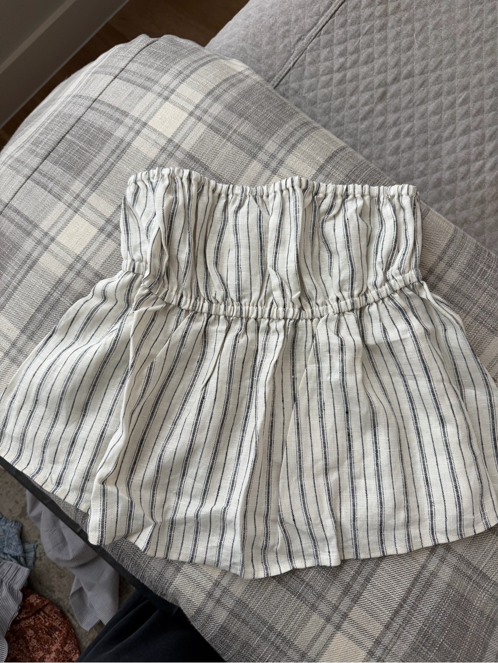 Strapless linen reformation top